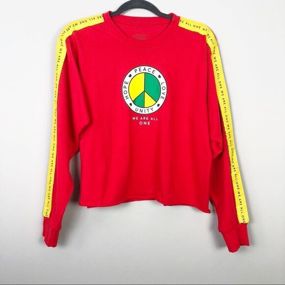 MIGHTY FINE | Red Lightweight Unity Pullover Crop Sweatshirt Women’s Size Large - Picture 1 of 5
